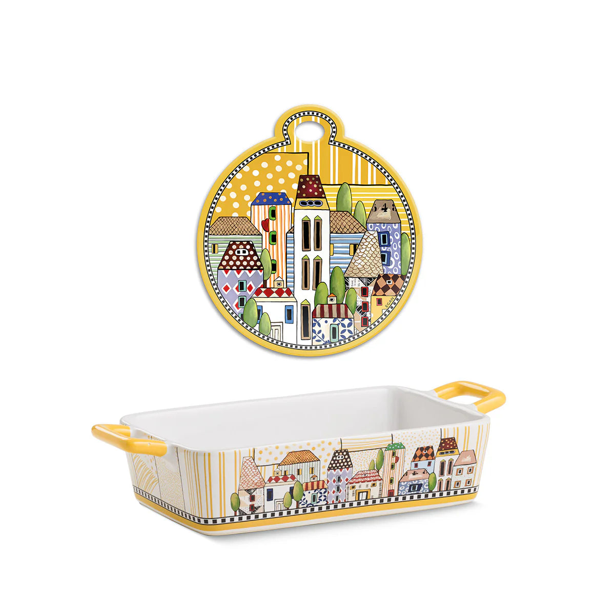 EGAN Set Sottopentola + Pirofila Paese Mio Giallo