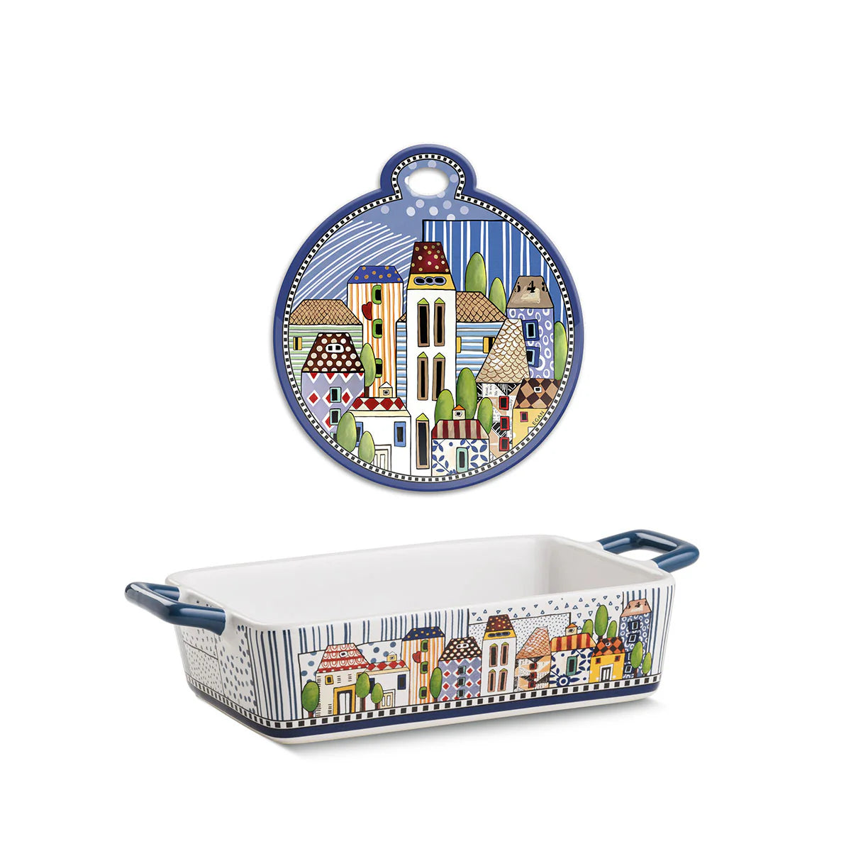EGAN Set Sottopentola + Pirofila Paese Mio Blu