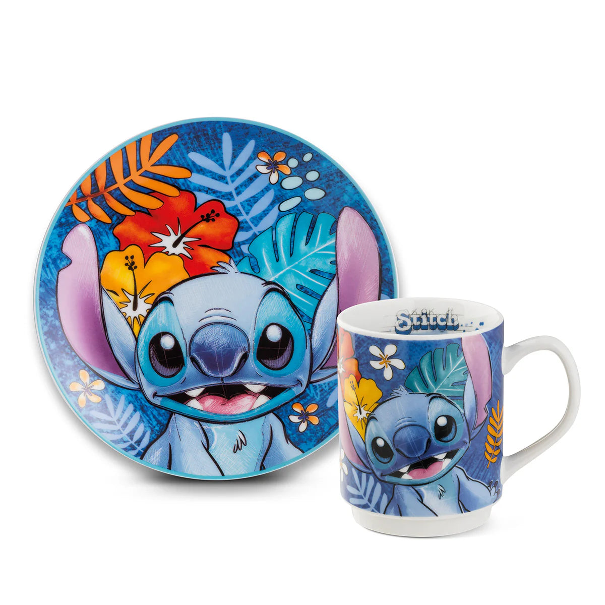 EGAN Set Piatto dessert + Mug Stitch Blu DISNEY