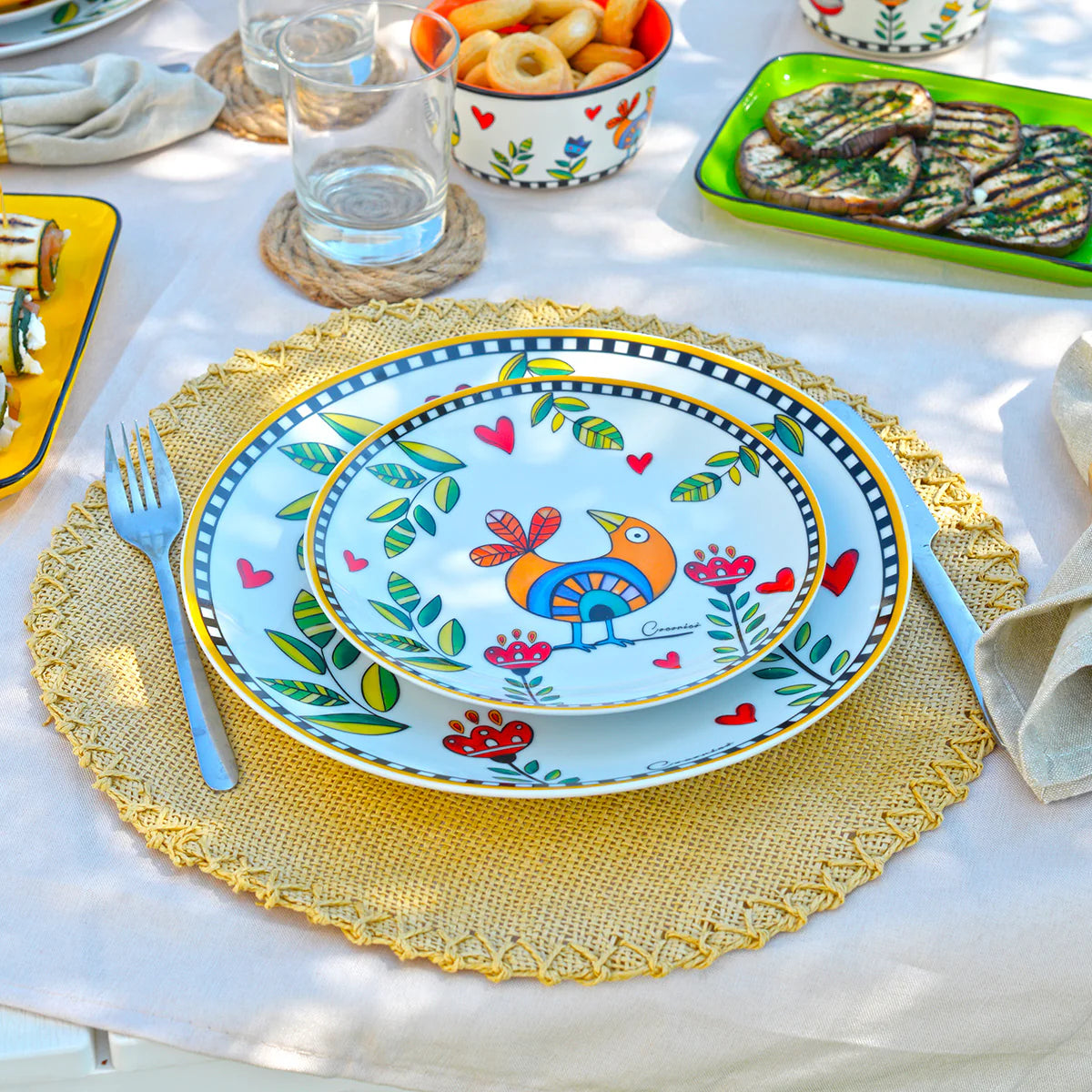 EGAN Set 6 Piatti Dessert Cocoricò Giallo DM 19