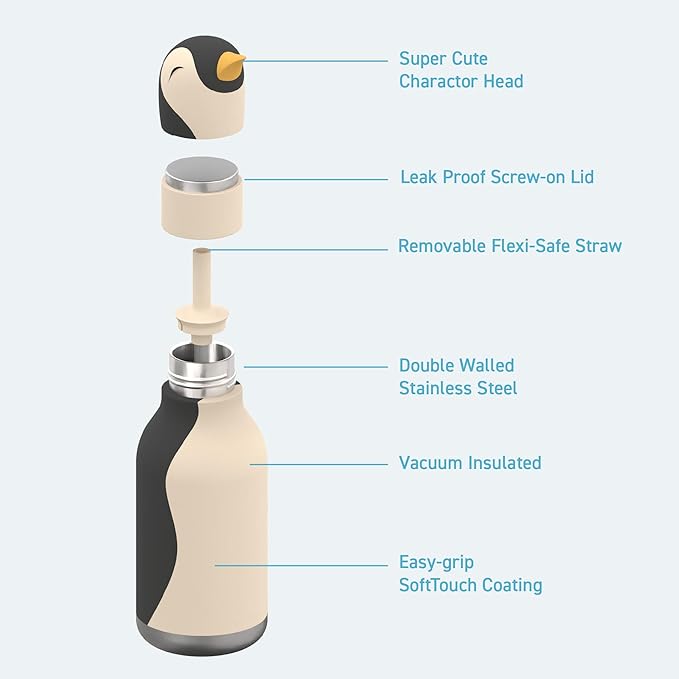 BOTTIGLIA TERMICA PINGUINO BLACK/WHITE 475ML