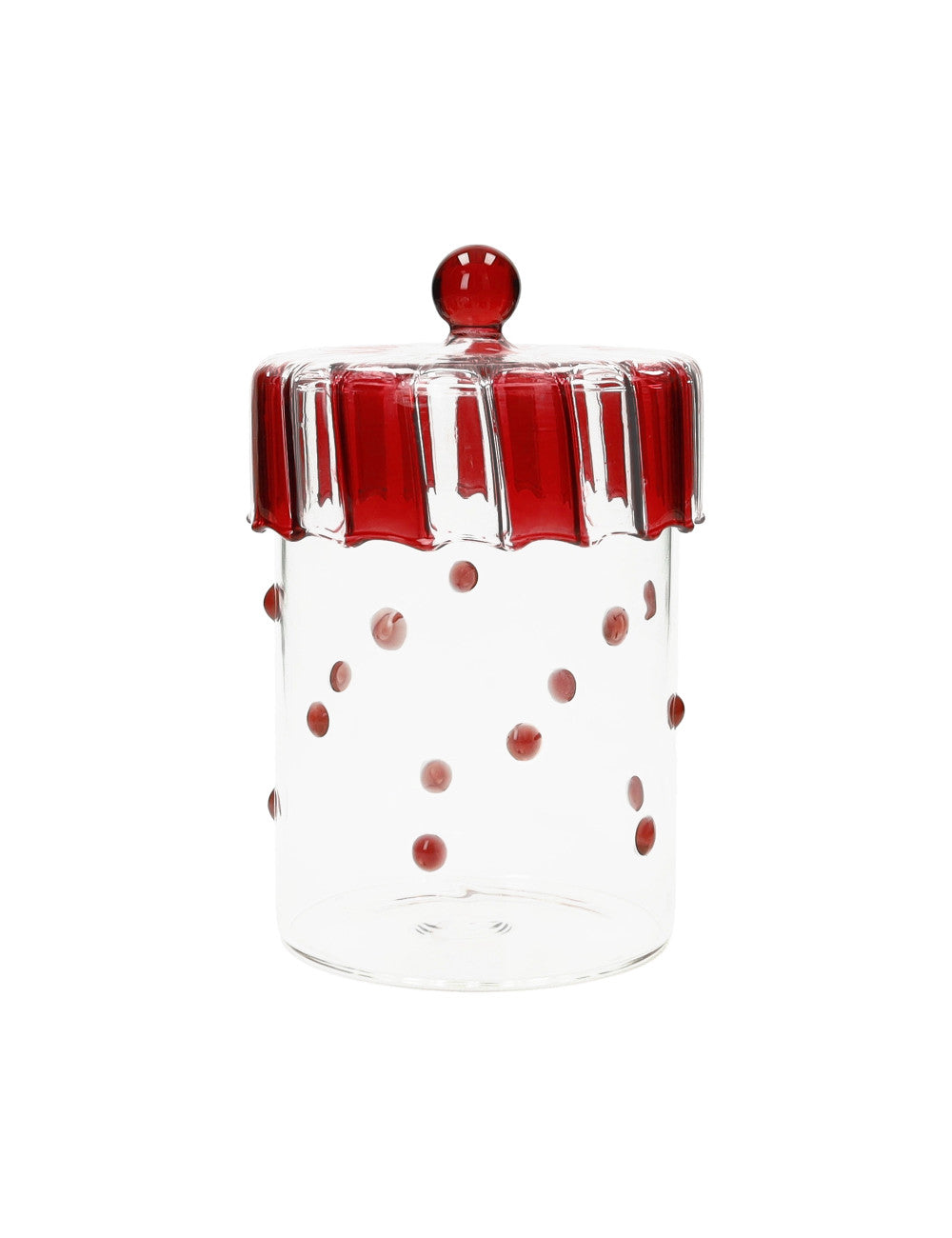 Barattolo Pois Rosso Grande In Vetro