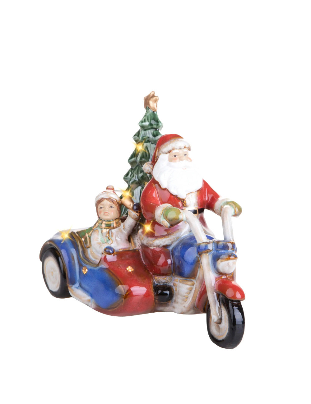 BABBO NATALE SU SIDECAR C/LED PORCELLANA BRANDANI