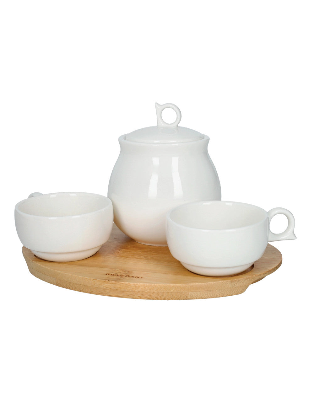 COFFEE SET LOW PORCELLANA CON VASSOIETTO BAMBOO BRANDANI