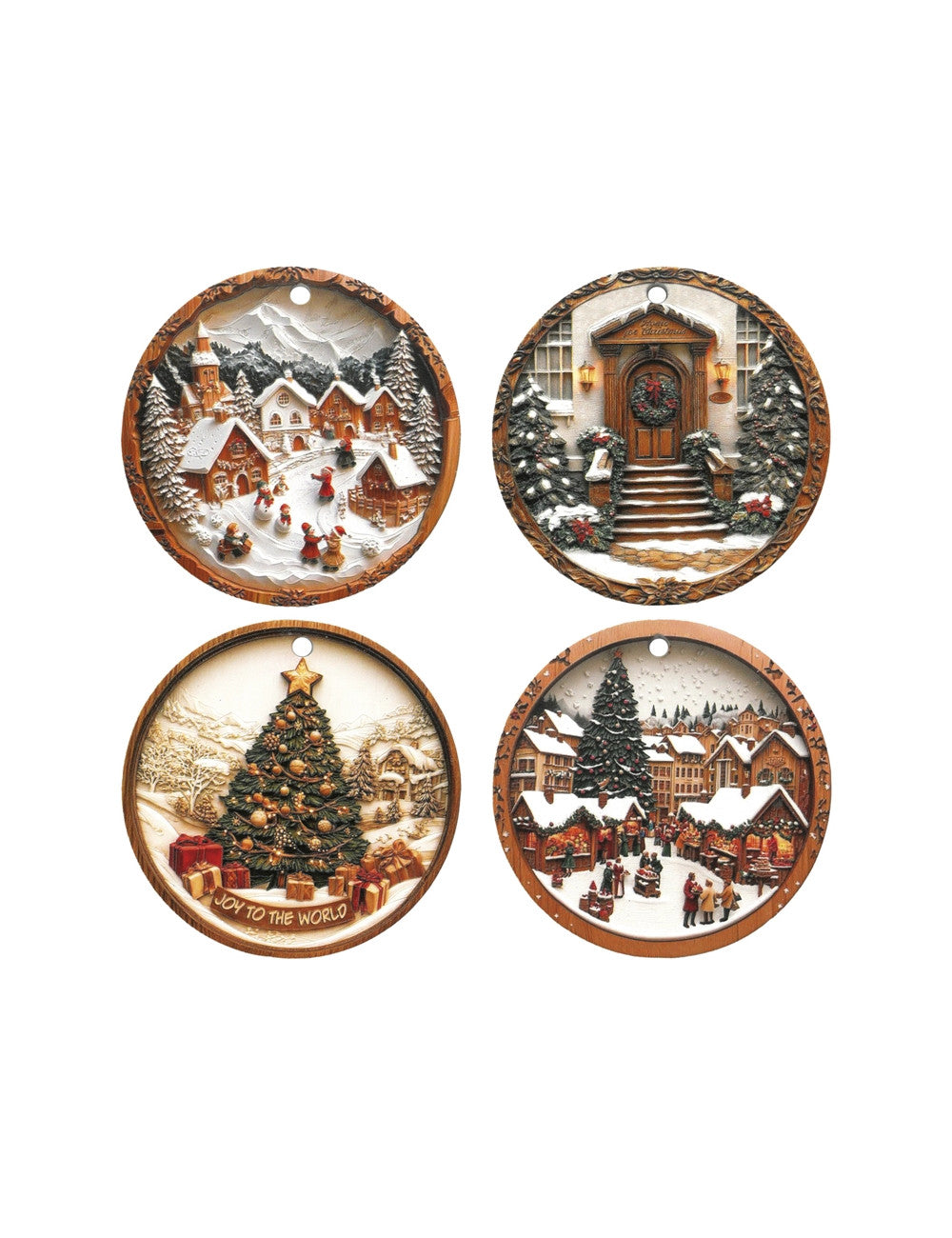 DECORATION BIANCO NATALE SET 4 PZ CERAM/SUGHERO BRANDANI