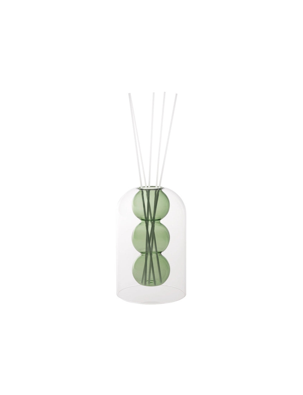 DIFFUSORE DI FRAGRANZA BUBBLE VERDE VETRO C/BASTONCINI FIBER WOOD