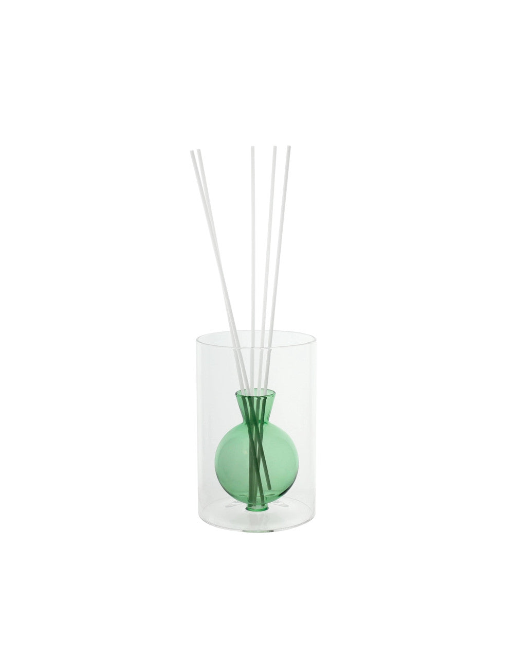 DIFFUSORE DI FRAGRANZA OLPE VERDE VETRO CON BASTONCINI FIBER WOOD - BRANDANI