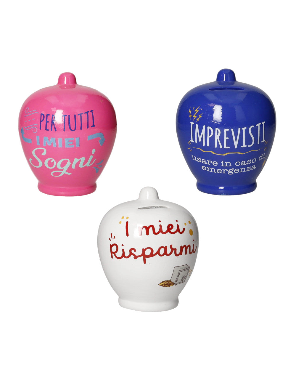 SALVADANAIO CLASSICO COLORI E FRASI ASSORTITE DOLOMITE
