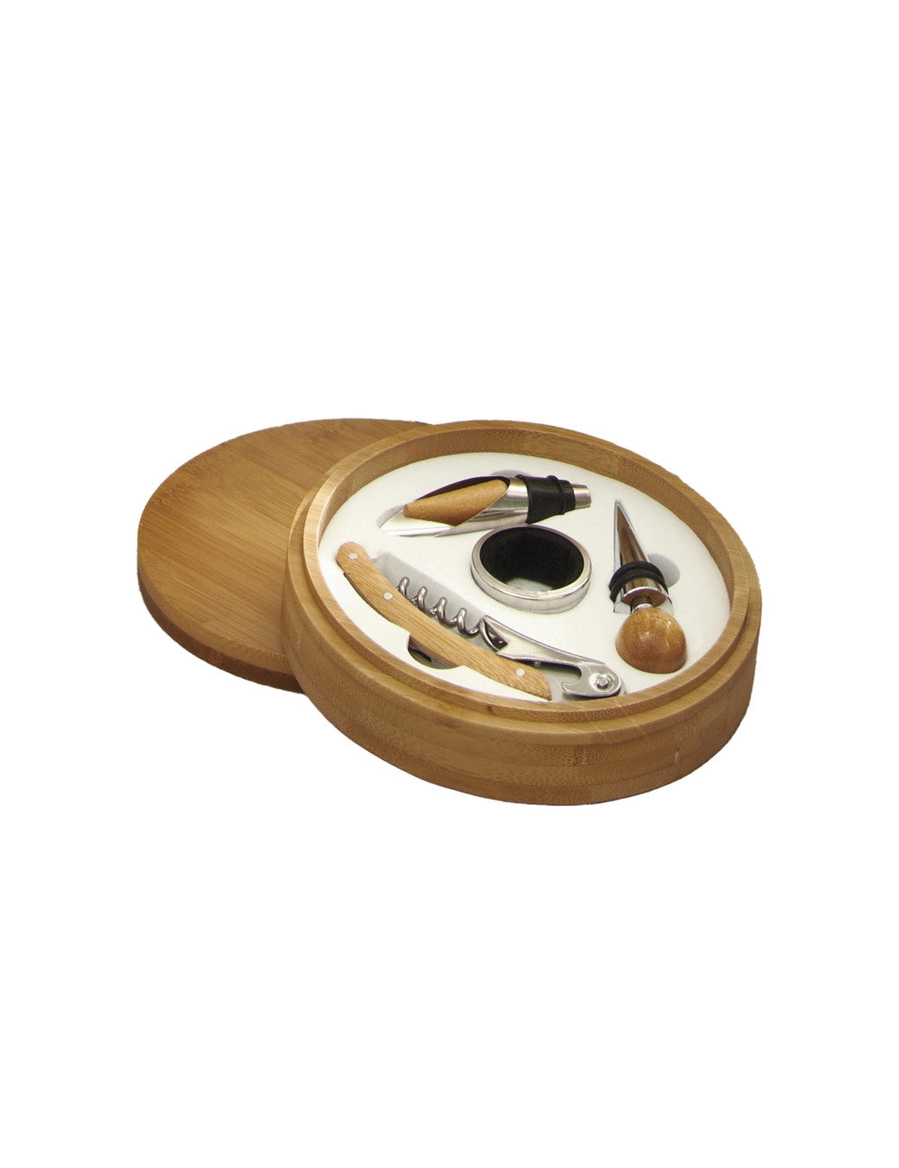 SET DEGUSTAZIONE VINO 4 PZ C/COFANETTO BAMBOO