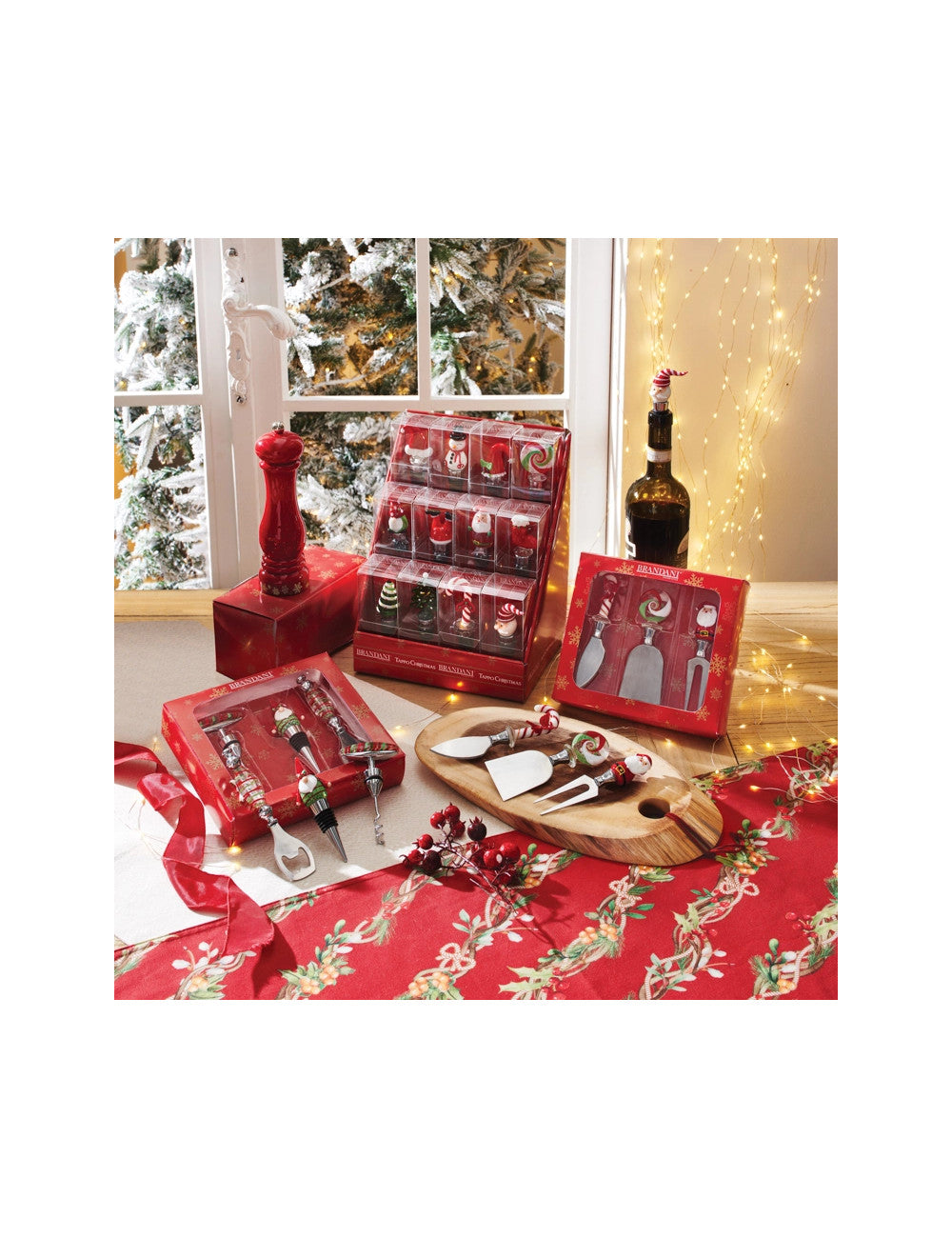SET VINO CHRISTMAS 3 PEZZI VETRO/INOX/ZINC ALLOY BRANDANI