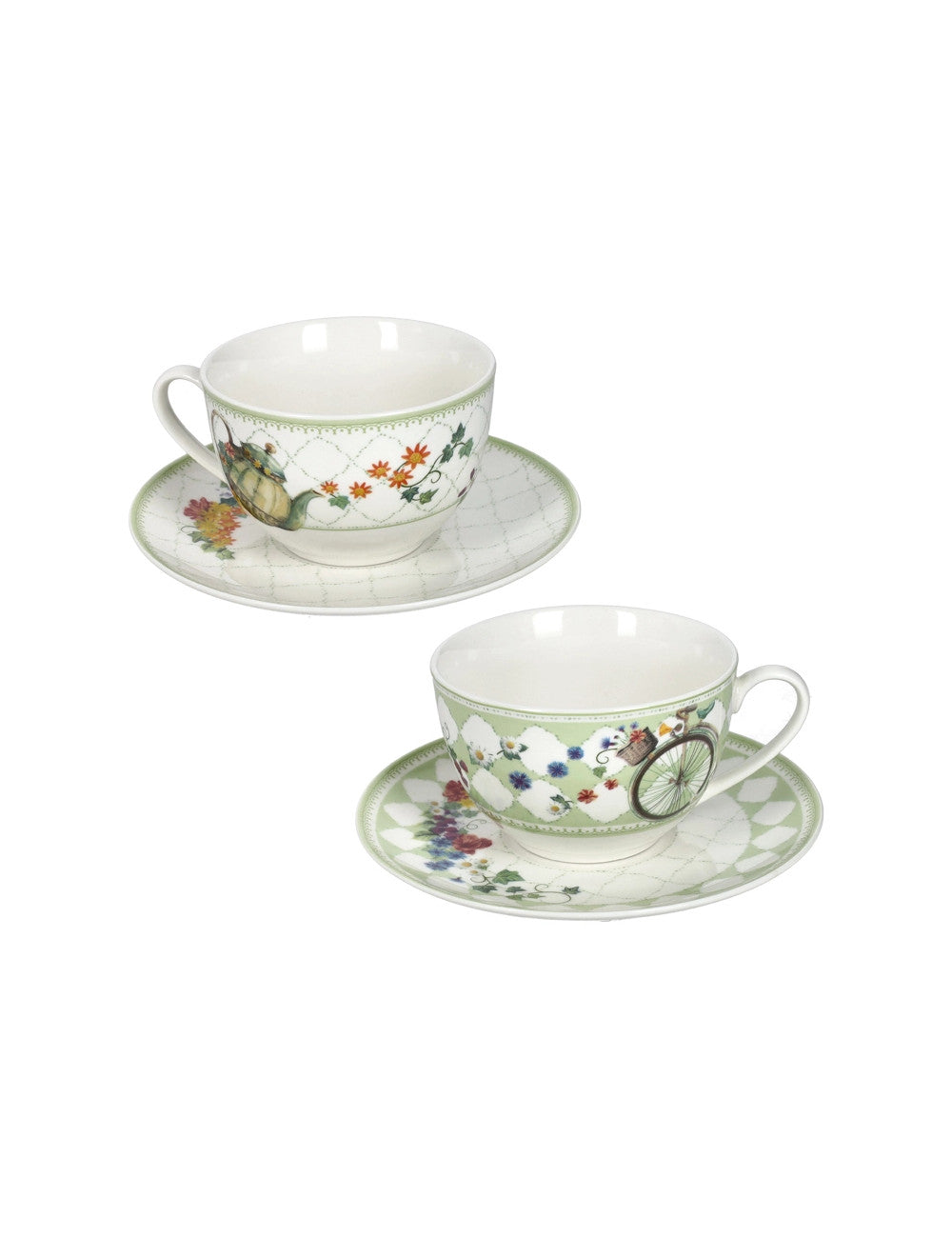 TAZZA THE' WONDERLAND SET 2 PZ NEW BONE CHINA - BRANDANI