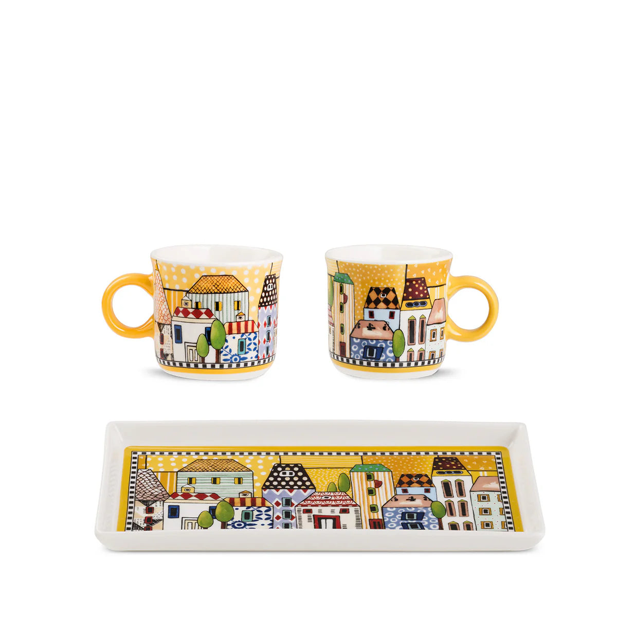 EGAN Set 2 Mini Mug + Vassoio Paese Mio Giallo