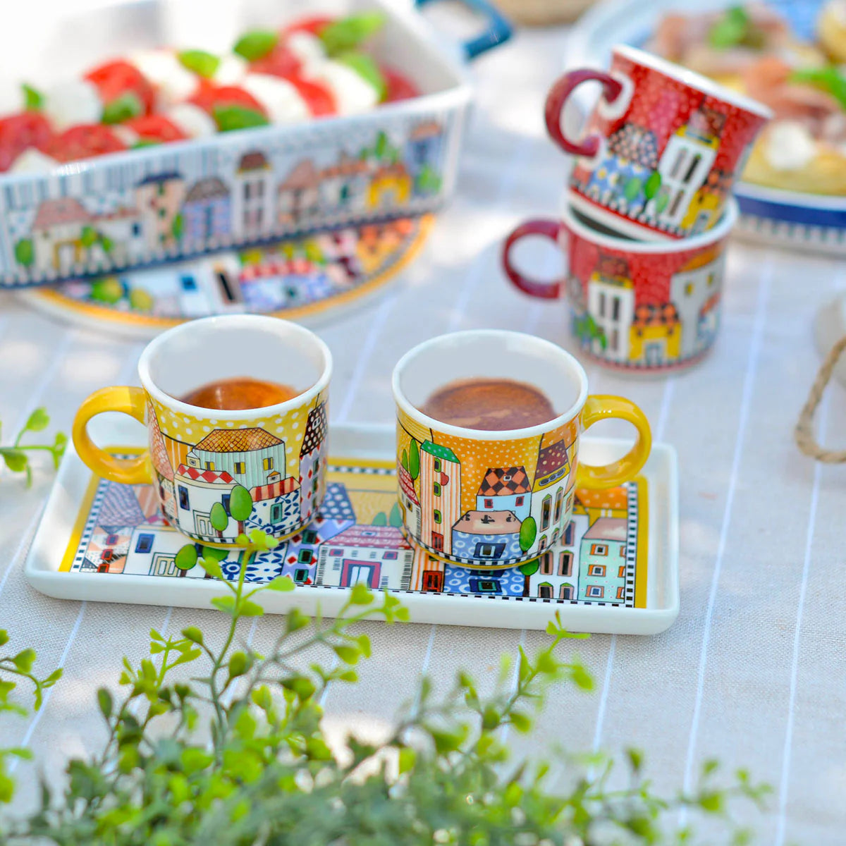 EGAN Set 2 Mini Mug + Vassoio Paese Mio Giallo