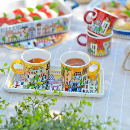 EGAN Set 2 Mini Mug + Vassoio Paese Mio Giallo