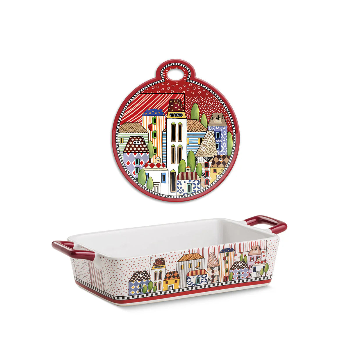 EGAN Set Sottopentola + Pirofila Paese Mio Rosso