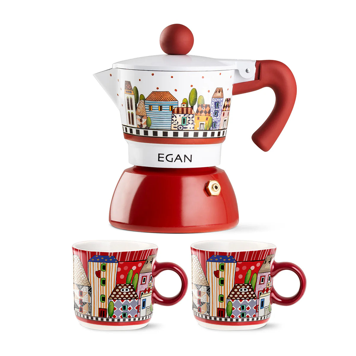 EGAN Set Moka 2 Cps + 2 Minimug Paese Mio Rosso