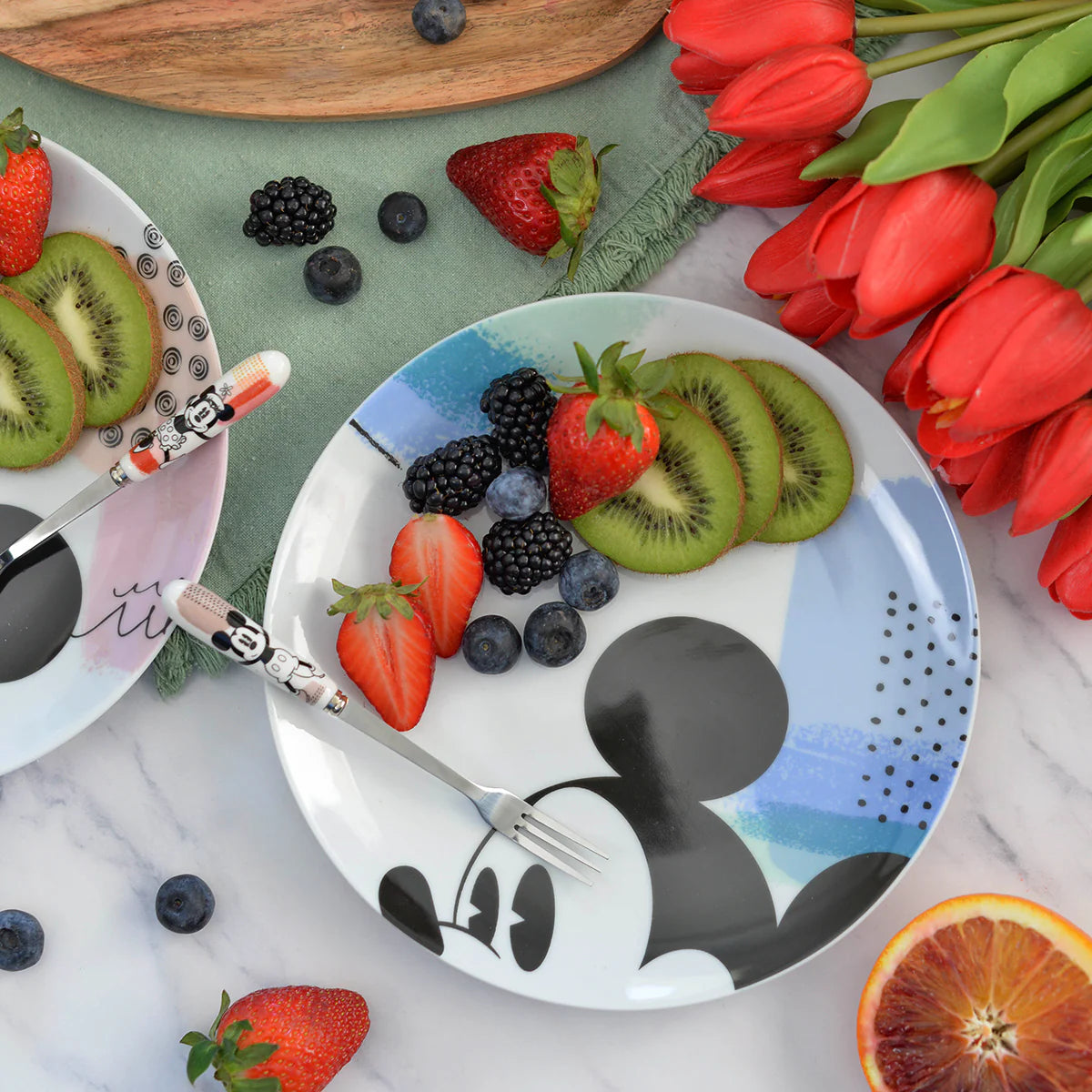 EGAN Posto Tavola 3 Pz.(Dessert/Fondo/Piano) Mickey Mouse Enjoy Celeste