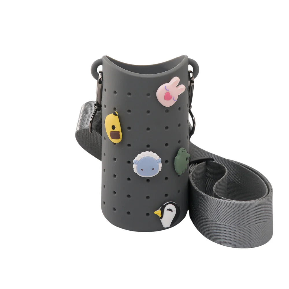 ASOBU - PORTA BORRACCIA NERO CON TRACOLLA E DETTAGLI ANIMALI