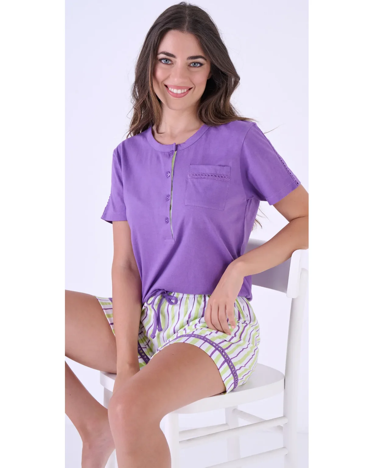 Pigiama Corto Donna Righe PIGIAMIAMOCI