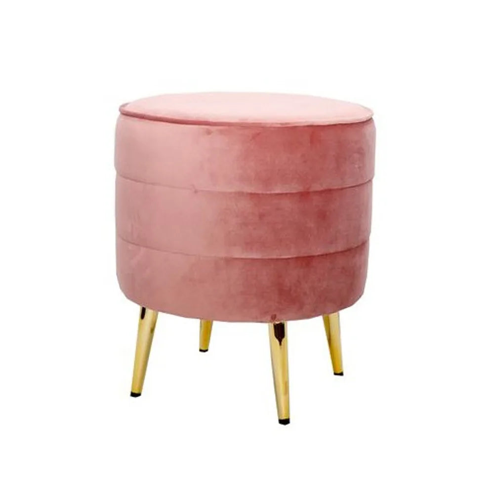 Brandani Pouf Cipria Velluto Zampe Oro Metal