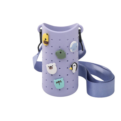 ASOBU - PORTA BORRACCIA VIOLA CON TRACOLLA E DETTAGLI ANIMALI