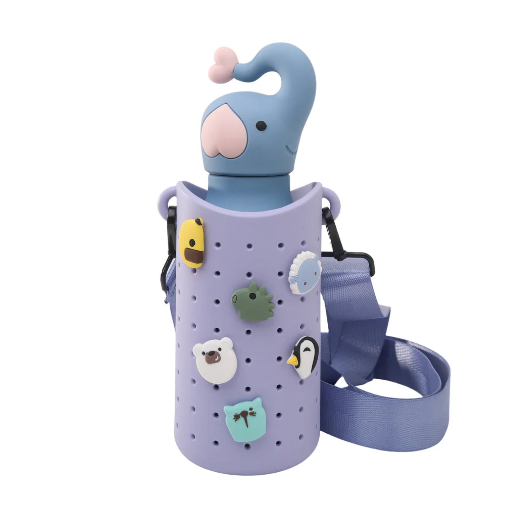 ASOBU - PORTA BORRACCIA VIOLA CON TRACOLLA E DETTAGLI ANIMALI