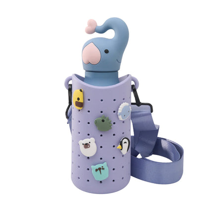 ASOBU - PORTA BORRACCIA VIOLA CON TRACOLLA E DETTAGLI ANIMALI