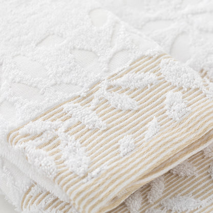 Set Asciugamani 1+1 In Spugna Jacquard Floreale Tula Linea Oro