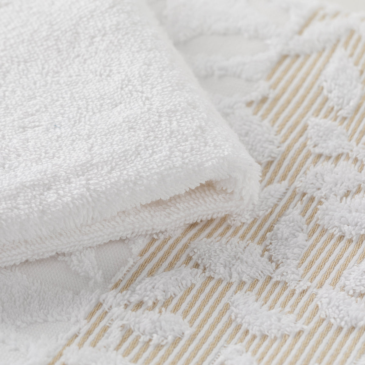 Set Asciugamani 1+1 In Spugna Jacquard Floreale Tula Linea Oro