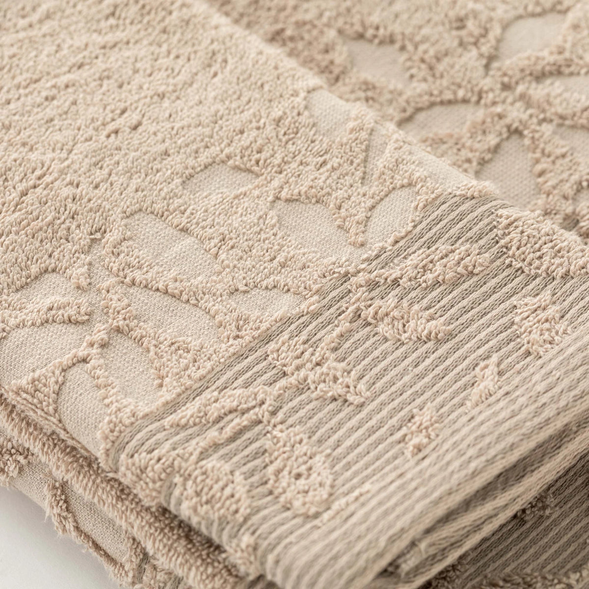 Set Asciugamani 1+1 In Spugna Jacquard Floreale Tula Linea Oro
