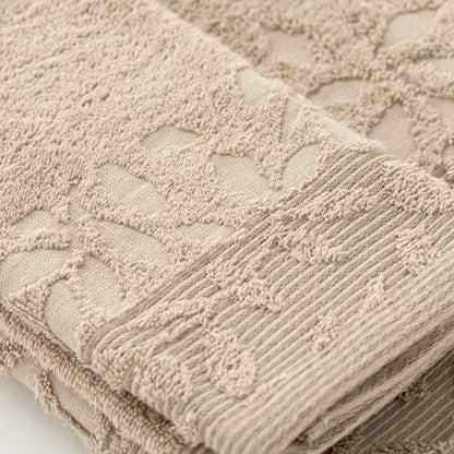 Set Asciugamani 1+1 In Spugna Jacquard Floreale Tula Linea Oro