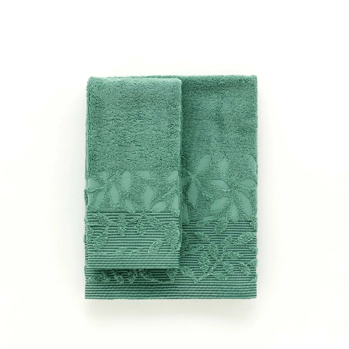 Set Asciugamani 1+1 In Spugna Jacquard Floreale Tula Linea Oro