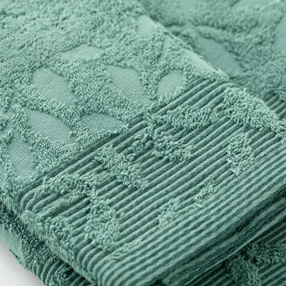 Set Asciugamani 1+1 In Spugna Jacquard Floreale Tula Linea Oro
