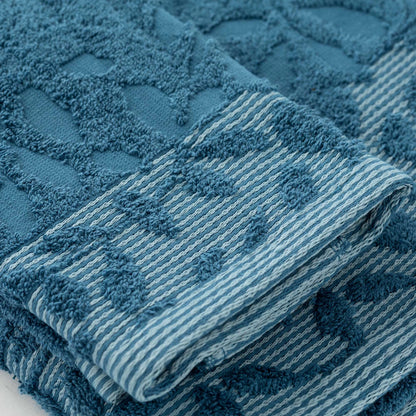 Set Asciugamani 1+1 In Spugna Jacquard Floreale Tula Linea Oro