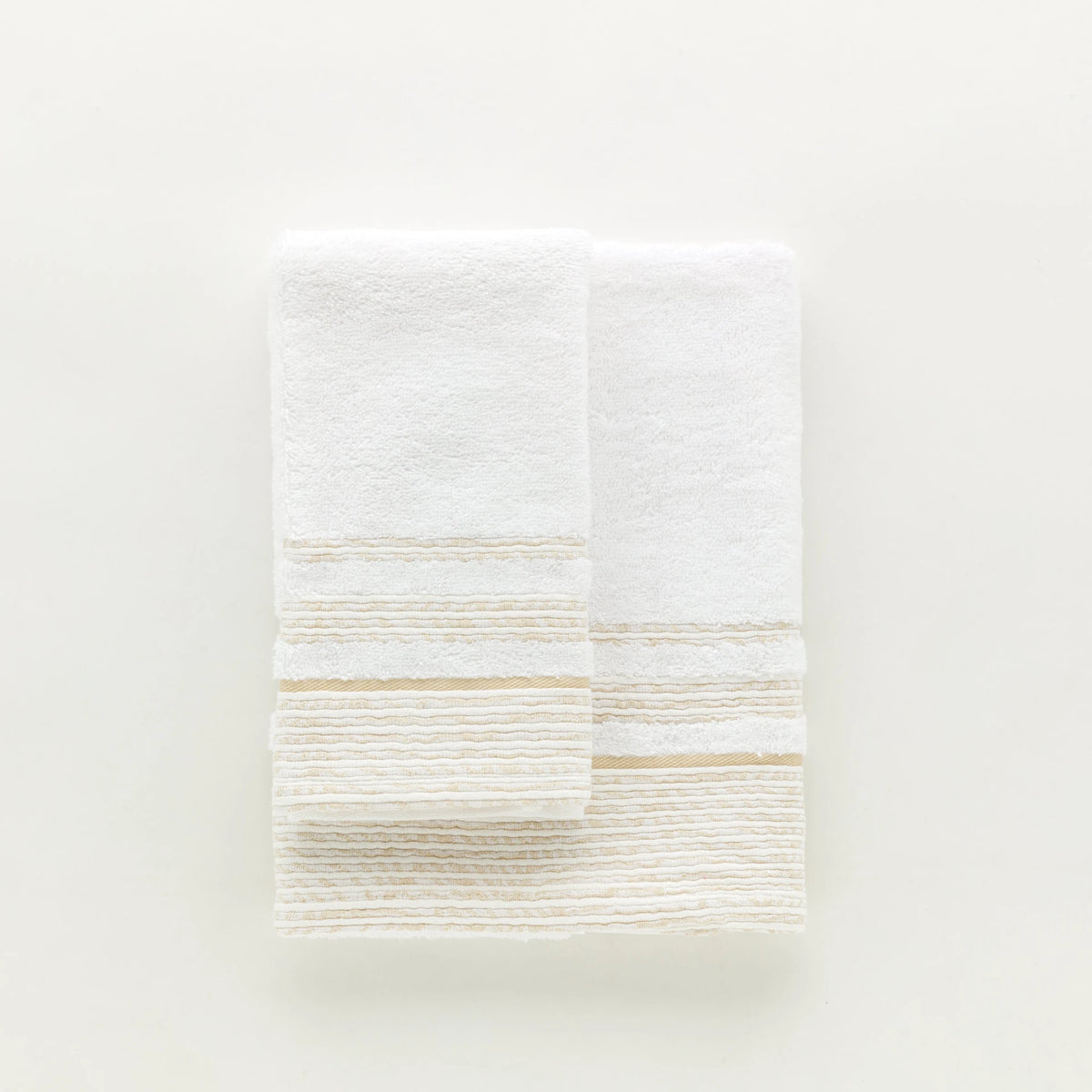 Set Asciugamani 1+1 In Spugna Con Bordura Jacquard Olimpia Linea Oro