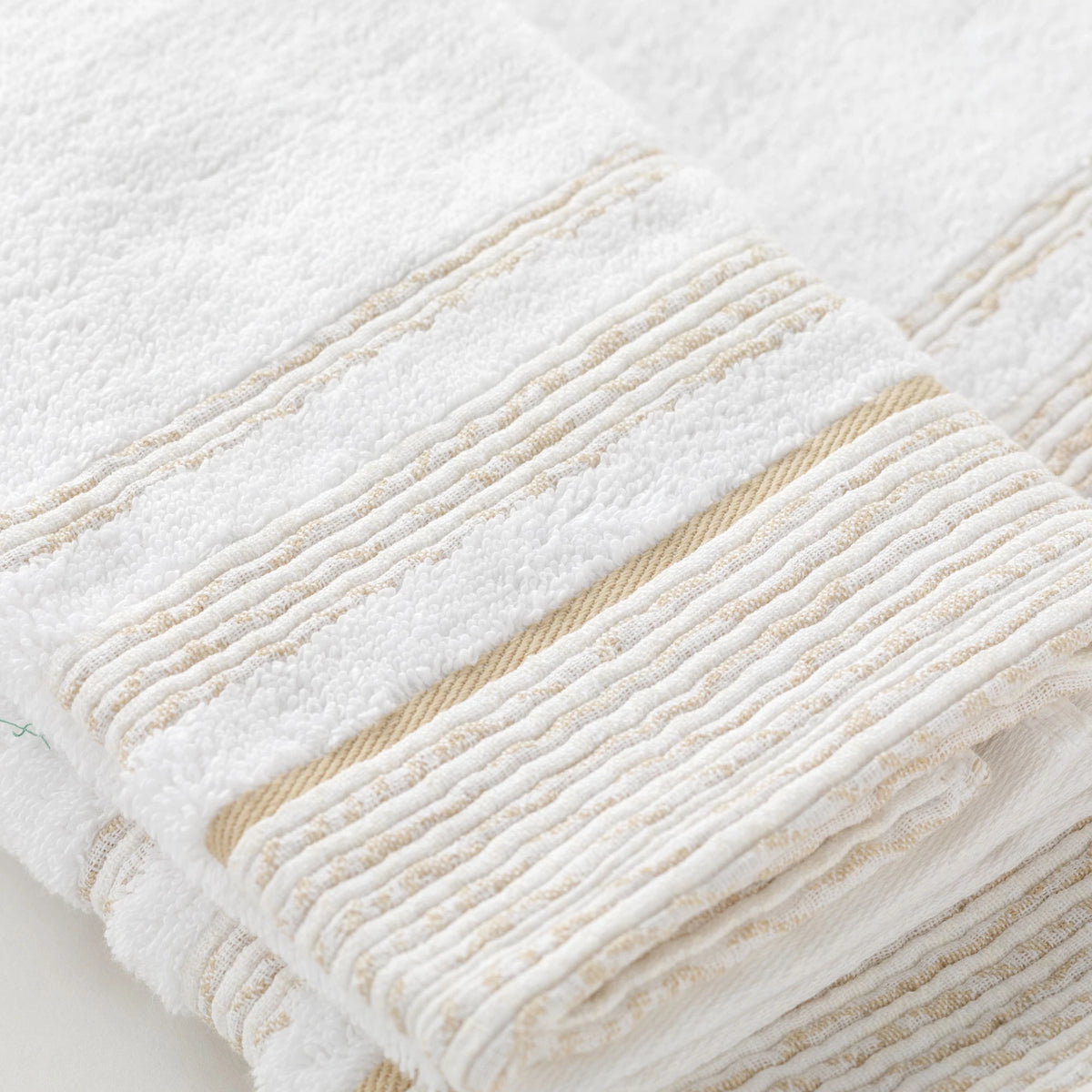Set Asciugamani 1+1 In Spugna Con Bordura Jacquard Olimpia Linea Oro