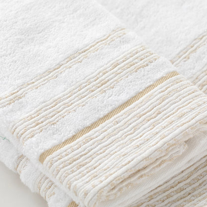Set Asciugamani 1+1 In Spugna Con Bordura Jacquard Olimpia Linea Oro