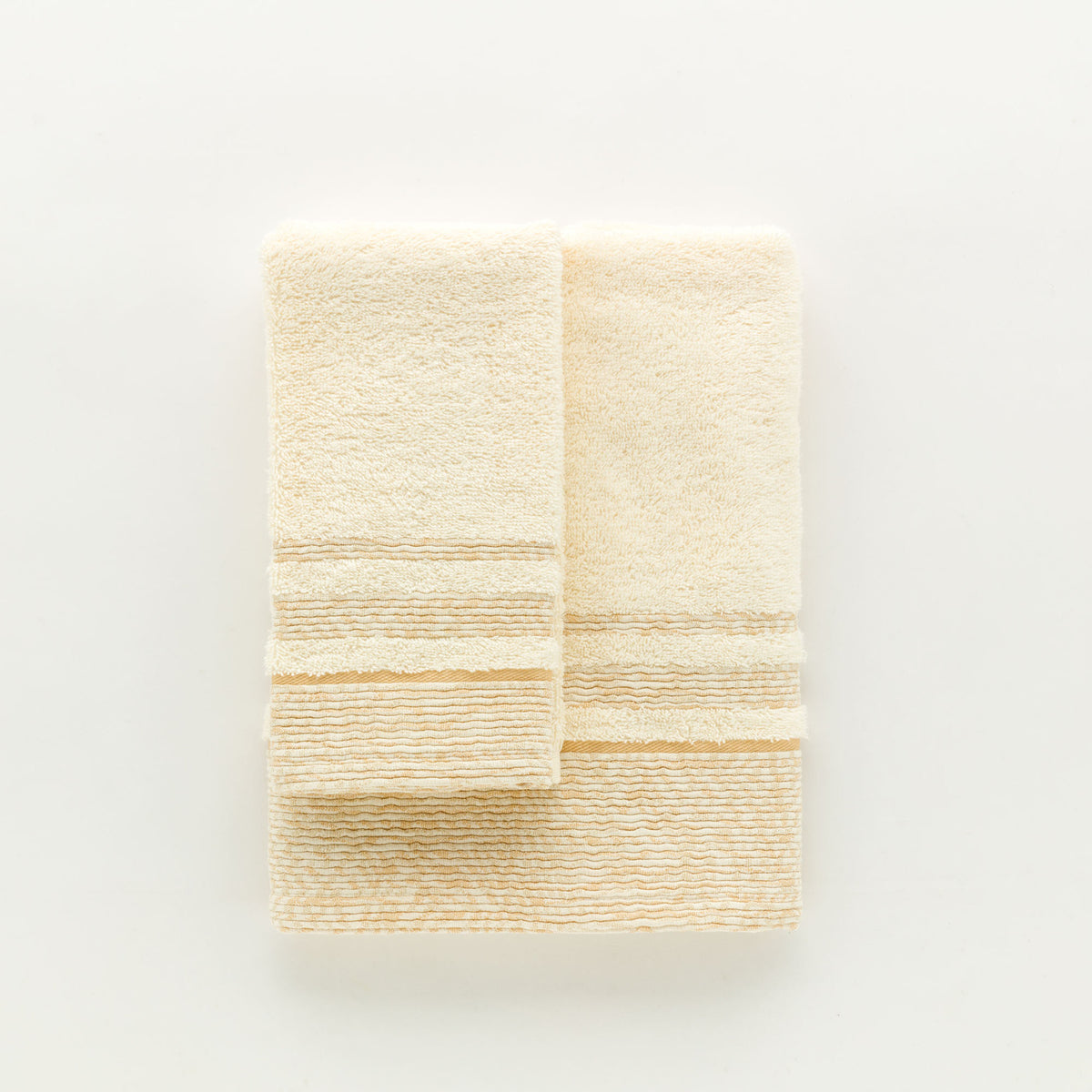 Set Asciugamani 1+1 In Spugna Con Bordura Jacquard Olimpia Linea Oro