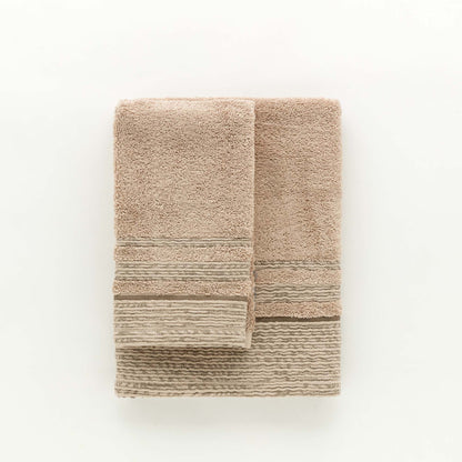 Set Asciugamani 1+1 In Spugna Con Bordura Jacquard Olimpia Linea Oro