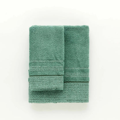 Set Asciugamani 1+1 In Spugna Con Bordura Jacquard Olimpia Linea Oro