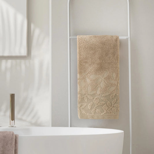 Telo Bagno 90x140 Cm In Spugna Jacquard Floreale Tula Linea Oro