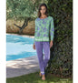 Pigiama donna a manica lunga collo serafino motivo floreale color menta INTIMAMI