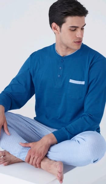 PIGIAMA UOMO MANICA LUNGA IN JERSEY DI COTONE