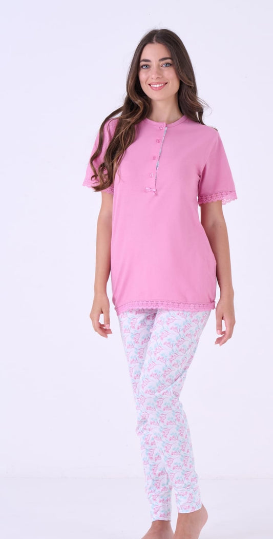 Pigiama Donna 3 PEZZI manica corta e pantalone lungo, e pantaloncino 3604