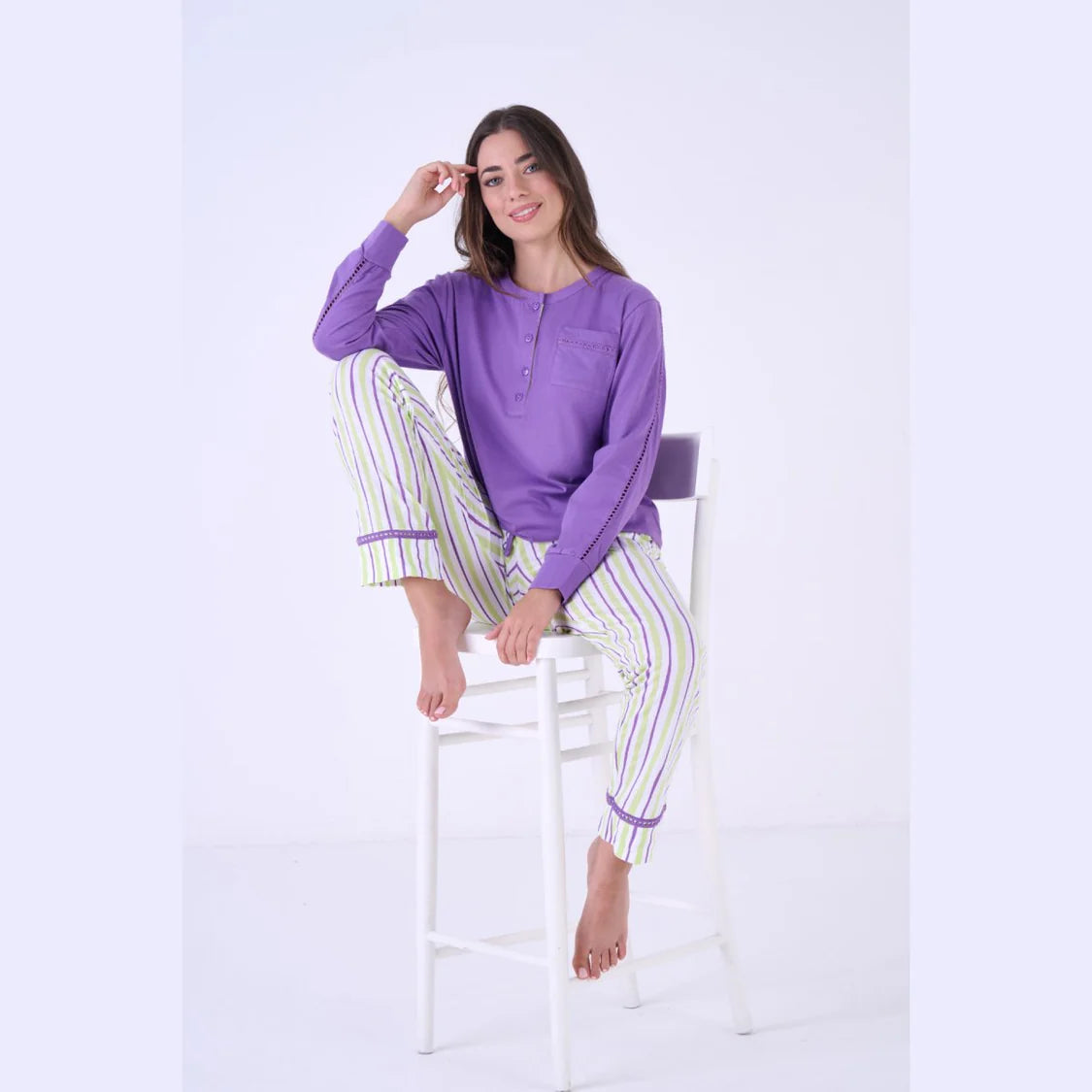 Pigiama Donna Lungo Cotone Pigiamiamoci