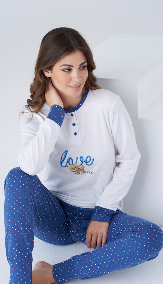 PIGIAMA DONNA MANICA LUNGA LOVE Karelpiù