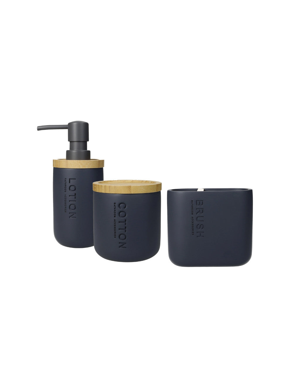 ACCESSORI BAGNO LINEAR NERC SET 3 PZ POLIRESINA/BAMBU BRANDANI