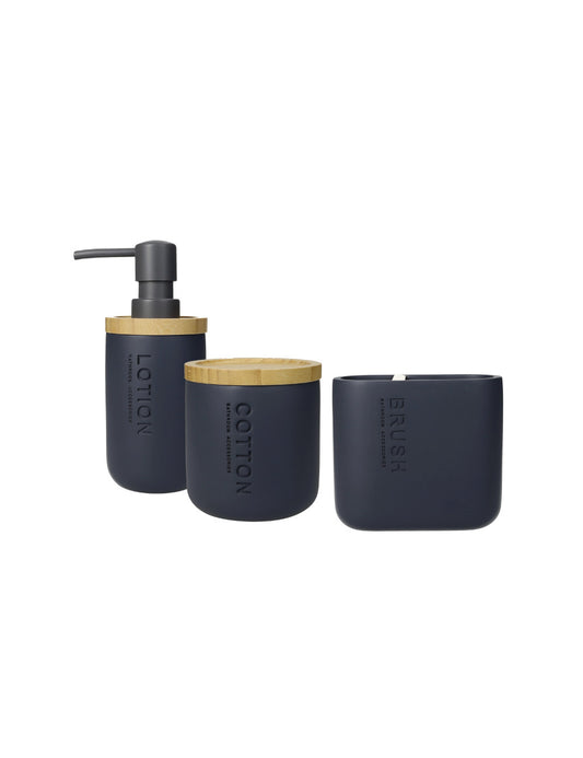 ACCESSORI BAGNO LINEAR NERC SET 3 PZ POLIRESINA/BAMBU BRANDANI