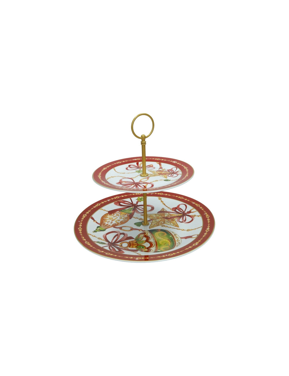 ALZATA GIOCO DI LUCI PORCELLANA CON ASTA ORO SATIN METAL BRANDANI