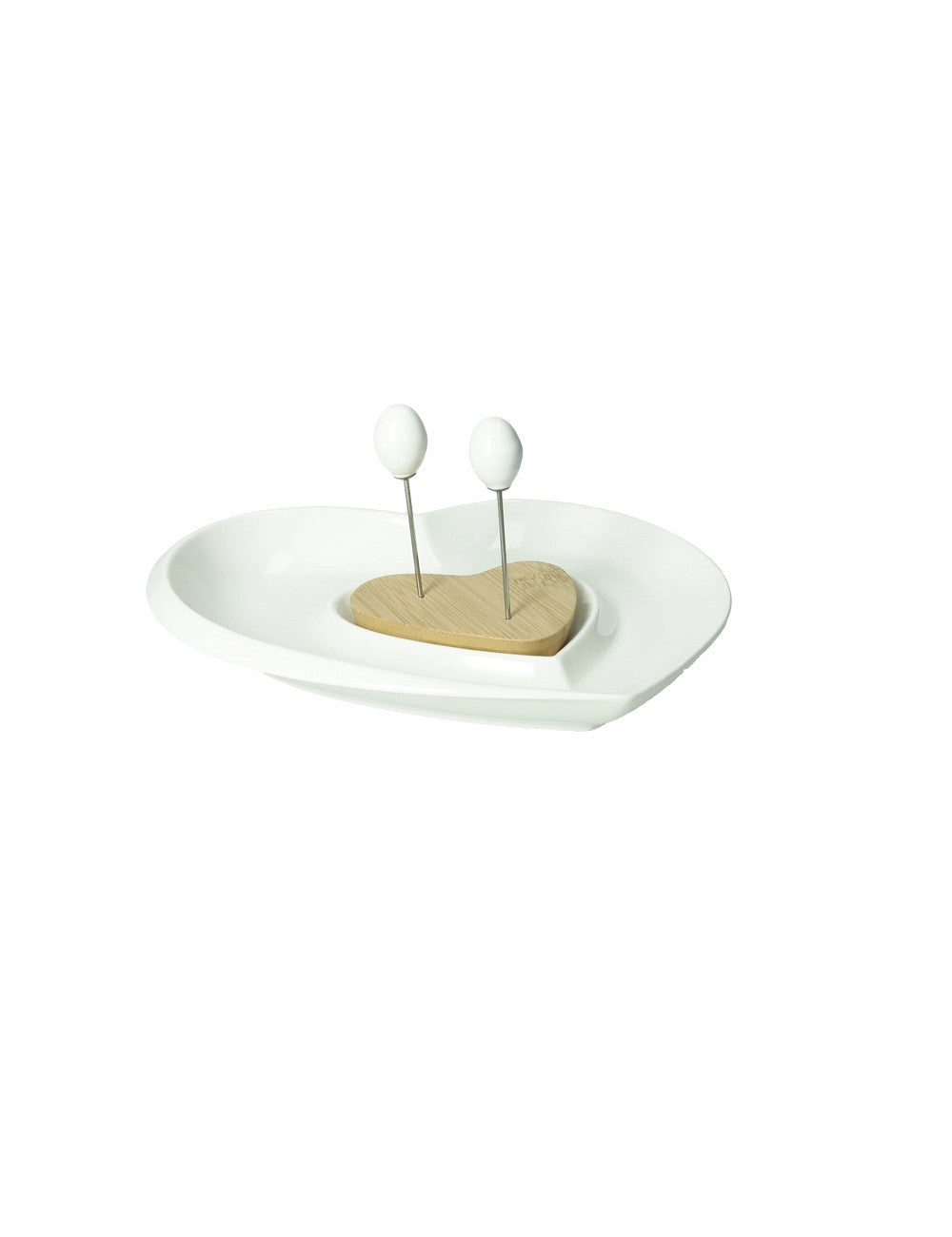 BRANDANI ANTIPASTIERA LOVE PORCELLANA/BAMBOO C/2 FORCH INOX